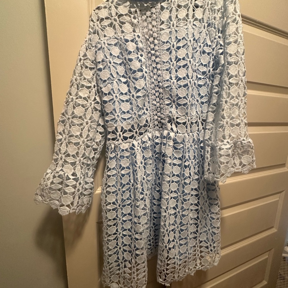 Powder Blue Lace Floral Dress